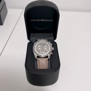 NWT Emporio Armani men’s brown leather watch